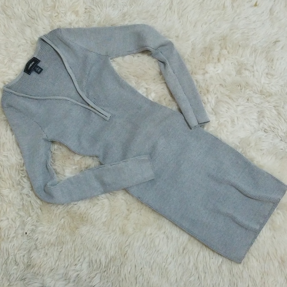 Half Zip Long Sleeve Bodycon Dress